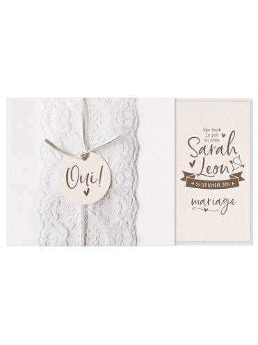Faire-part de mariage - Carte luxueuse avec dentelle