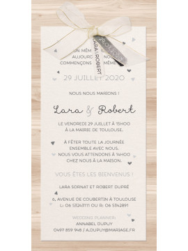 Faire-part de mariage - M. & Mme dans une coupe de champagne