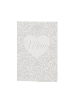 Carte de menu correspondant au faire-part avec motif en coeur