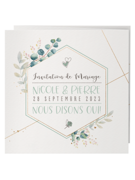 Faire-part de mariage - Aquarelle avec or