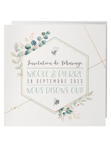 Faire-part de mariage - Aquarelle avec or