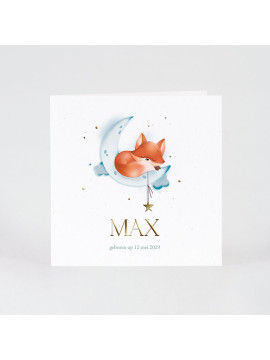 Faire-part naissance petit renard endormi