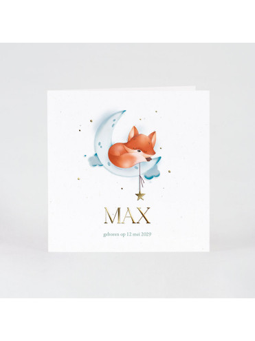 Faire-part naissance petit renard endormi