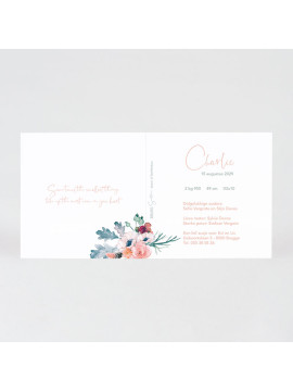 Faire part naissance biche et couronne de fleurs