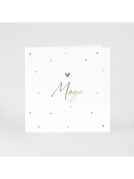 Faire part naissance coeurs dorés