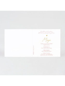 Faire part naissance coeurs dorés