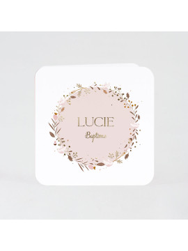 Faire part naissance colombe et couronne florale