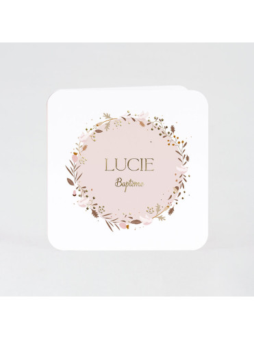 Faire part naissance colombe et couronne florale