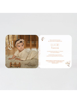 Faire part naissance colombe et couronne florale