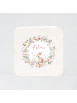 Faire-part naissance couronne de fleurs et petit lapin