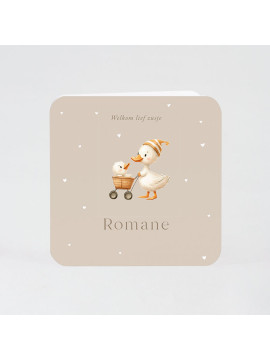 Faire-part naissance canard avec poussette