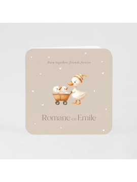 Faire-part naissance canard pour jumeaux