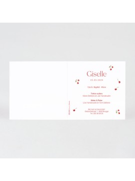 Faire-part naissance cerises et motif quadrillé