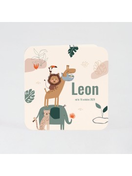 Faire-part naissance animaux de la savane avec photo