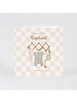Faire-part naissance vintage petits habits