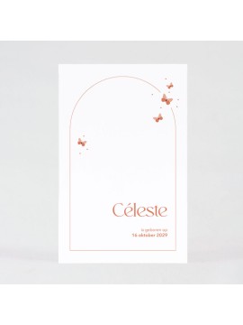 Faire-part simple arche papillons rouges