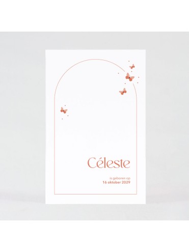 Faire-part simple arche papillons rouges