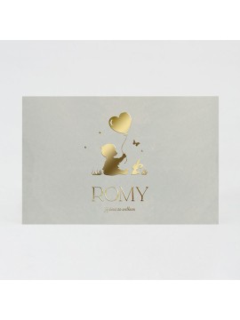 Faire-part naissance silhouette bébé en dorure