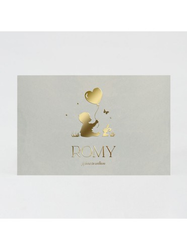 Faire-part naissance silhouette bébé en dorure