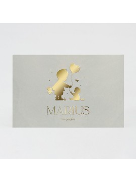 Faire-part naissance grand frère et bébé en dorure