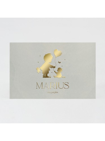 Faire-part naissance grand frère et bébé en dorure