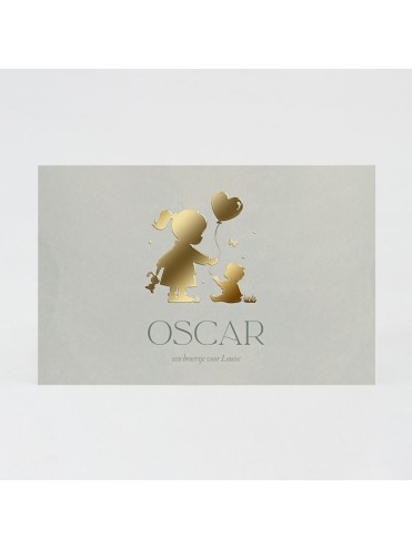 Faire-part naissance grande sœur et bébé en dorure