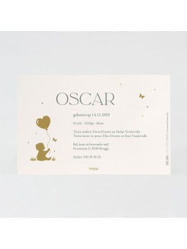 Faire-part naissance grande sœur et bébé en dorure