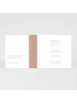 Faire-part naissance minimaliste initiale et ruban rose