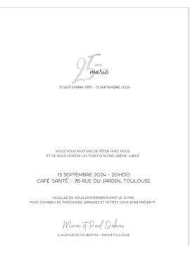 Invitation – Noces d’Argent