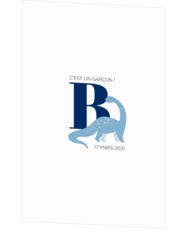 Carte de naissance Boden – Dino – Bleu