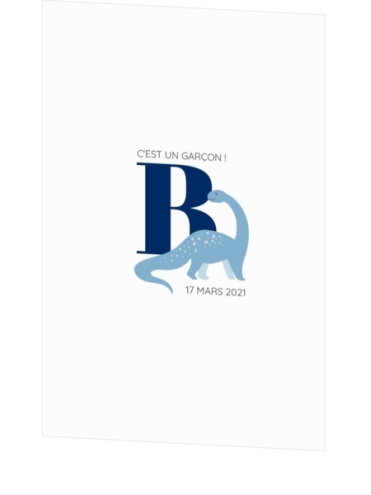 Carte de naissance Boden – Dino – Bleu