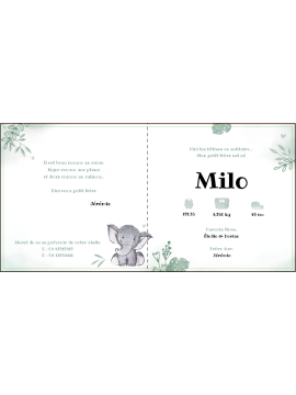 Éléphant botanique – Faire-part de naissance