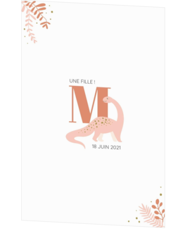 Faire-part de naissance Mila-Mae – Thème Dino