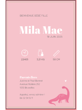 Carte de naissance Mila