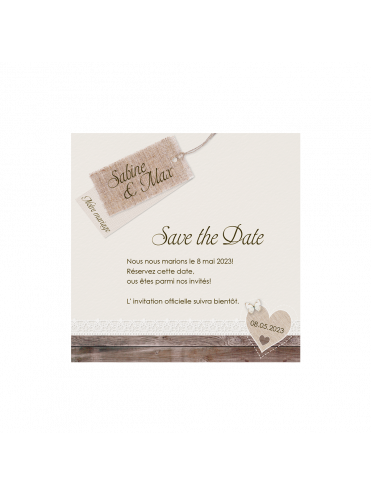 Save the date - Bois & carreaux Vichy